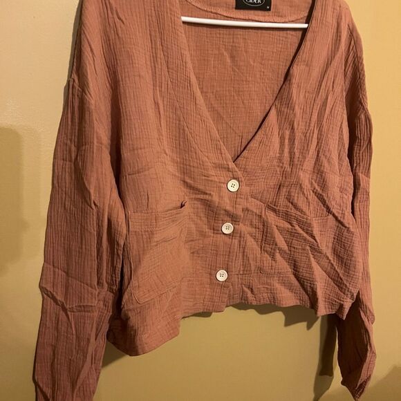 Cider gauze button front crop top M - Picture 4 of 7